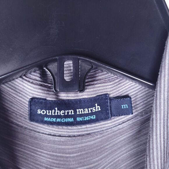 Southern Marsh Polo Shirt Mens Medium Striped Gray Performance - Picture 9 of 11